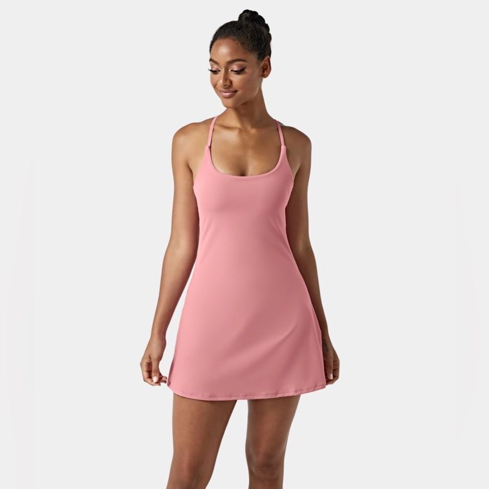 Halara  Airy Backless Cut Out 2-in-1 Pocket Yoga Dress-UPF50+